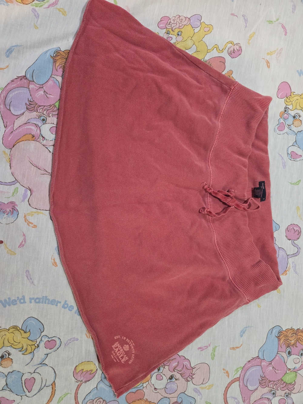 American Eagle Outfitters Coral Pink Ribbed Waistband Skirt Vintage Y2k
